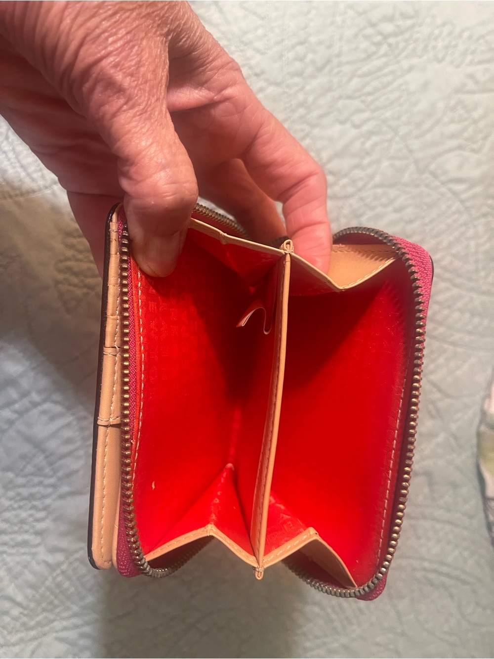 kate spade Bright Pink Zip-Around Pebbled Leather Wallet - Picture 5 of 5